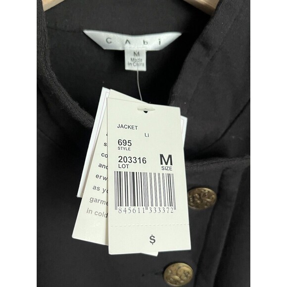 NWT! Cabi Grab & Go Military Style Steampunk Women's M Cotton Coat - Black #695 - Picture 5 of 10